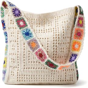 Women's Boho Crochet Crossbody Bag, Hollow Out Knit Shoulder Purse for Summer Beach, Festival Tote Handbag in Saudi Arabia