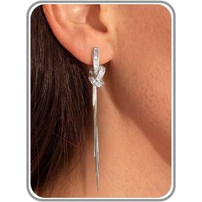 Dangle Earrings for Women Trendy 14K Gold-Plated Sparkly Rhinestone Long Tassel Drop Earrings Dainty Long Chain Prom and Wedding Jewelry Gift in Saudi Arabia