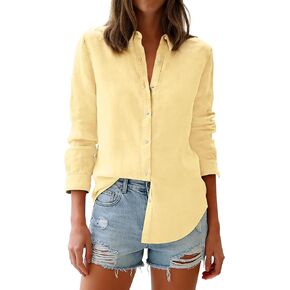 Aoudery Button Down Shirts for Women Oxford Long Sleeve Dress Shirts Cotton Collared Wrinkle Free Blouse Tops in Saudi Arabia