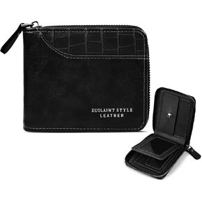 Wallet for Men Credit Card Holder Wallet with Coin Pocket Flip Zip Around Men's Wallet Small Pocket Wallets Gifts for Fathers Day Black in Saudi Arabia
