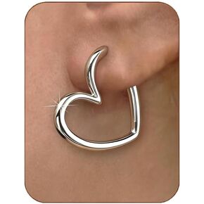 Gold Heart Hoop Earrings for Women Trendy, 14K Gold Plated Hypoallergenic Silver Huggie Earrings Jewelry for Women Gifts in Saudi Arabia