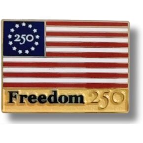 Official Freedom 250 Lapel Pin, Keepsake Collector Item in Navy Blue Velvet Pouch LImited Edition in Saudi Arabia