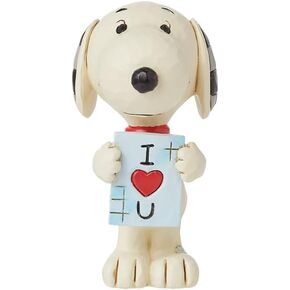 Enesco Peanuts by Jim Shore Collection Snoopy Holding I Love You Sign Miniature Figurine- Resin Hand Crafted Painted Collectible Peanuts Snoopy Mini Figurines Valentine Home Decor Statue, 3.13 Inch in Saudi Arabia
