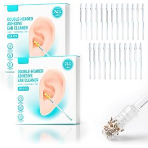 Sticky Ear Cleaning Stick, 24 Pcs Ear Wax Removal Tool, Sticky Ear Cleaner Picks, Reusable Resin Gel Ear Stick for Adults (Small) in Saudi Arabia