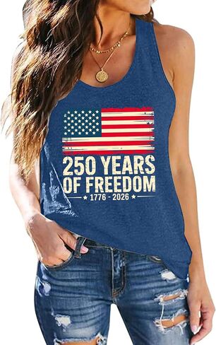 PECHAR Patriotic Shirts 4th of July Sleeveless Tank Tops Women American Flag T Shirt USA Graphic Tees Racerback Vest in Kuwait