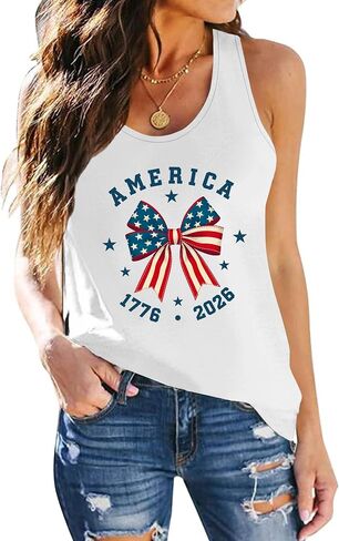 PECHAR Patriotic Shirts 4th of July Sleeveless Tank Tops Women American Flag T Shirt USA Graphic Tees Racerback Vest in Kuwait