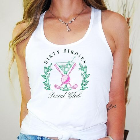 قميص بدون أكمام للنادي الاجتماعي من Dirty Birdies للنساء قميص صيفي مضحك من Preppy Golf للبالغين in Kuwait