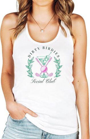 قميص بدون أكمام للنادي الاجتماعي من Dirty Birdies للنساء قميص صيفي مضحك من Preppy Golf للبالغين in Kuwait