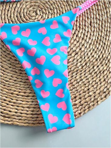 SOLY HUX Women's Cute Heart Bikinis Halter 2 Piece Swimsuits High Cut Thong Bathing Suit Cruise Beachwear in Kuwait