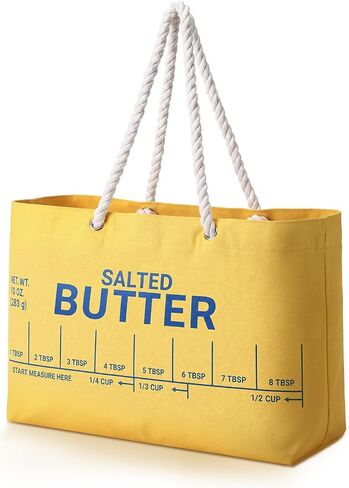 Hsei Funny Butter Weekender Bag, Cotton Double Layer Salted Butter Oversized Beach Tote, for Food Lovers, Travel Beach Vacation Gift in Kuwait