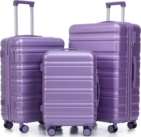 Hardshell Luggage Sets, Lightweight Stripes Suitcases with Spinner Wheels, Purple-181 in Saudi Arabia