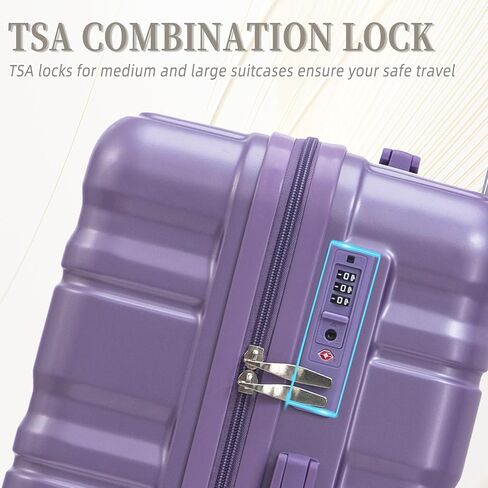 Hardshell Luggage Sets, Lightweight Stripes Suitcases with Spinner Wheels, Purple-181 in Saudi Arabia