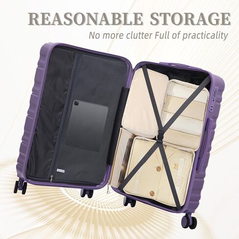 Hardshell Luggage Sets, Lightweight Stripes Suitcases with Spinner Wheels, Purple-181 in Saudi Arabia