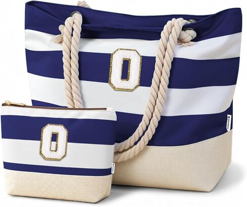 Vavabox Initial Beach Tote Bag for Women, Water-resistant Travel Beach Bag Pool Bag Set, Birthday Gifts for Women Mom in Kuwait