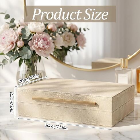 Decorative Boxes with Lids Ivory Shagreen Faux Leather Keepsake Box for Jewelry Organizer Modern Home Decor Decorative Storage Boxes Set of 1 Handcrafted Wood PU Leather and Velvet Lined in Kuwait
