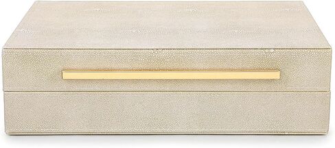 Decorative Boxes with Lids Ivory Shagreen Faux Leather Keepsake Box for Jewelry Organizer Modern Home Decor Decorative Storage Boxes Set of 1 Handcrafted Wood PU Leather and Velvet Lined in Kuwait