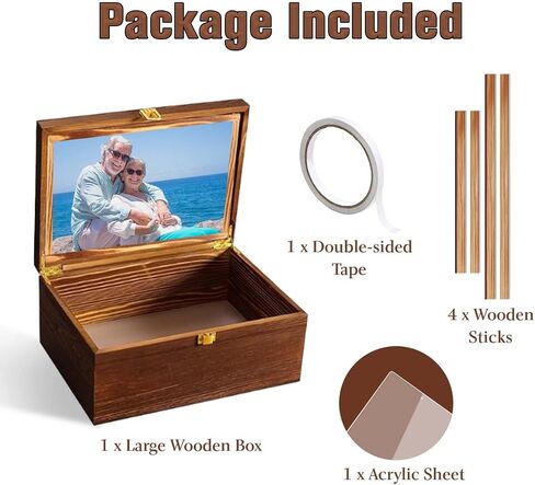 Large Keepsake Box Wooden Memory Box with Hinged Lid, Magnolia Flower Decorative Storage Box for Photos, Jewelry, Gifts and Home Decor in Saudi Arabia
