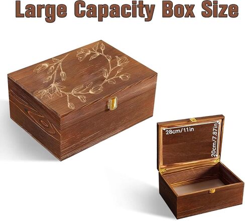 Large Keepsake Box Wooden Memory Box with Hinged Lid, Magnolia Flower Decorative Storage Box for Photos, Jewelry, Gifts and Home Decor in Saudi Arabia