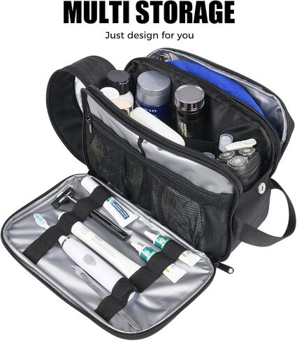 uarition Toiletry Bag for Men, Travel Toiletry Organizer Dopp Kit, Water-Resistant Mens Toiletry Travel Bag for Shaving & Accessories, Black in Saudi Arabia