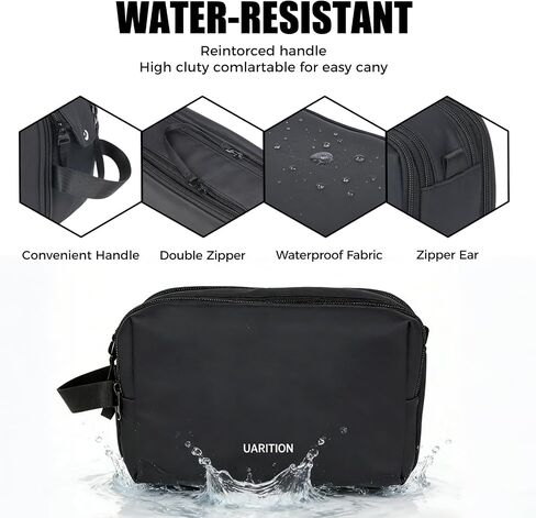 uarition Toiletry Bag for Men, Travel Toiletry Organizer Dopp Kit, Water-Resistant Mens Toiletry Travel Bag for Shaving & Accessories, Black in Saudi Arabia