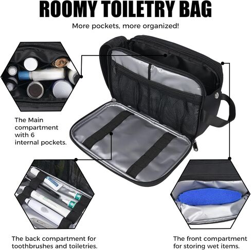 uarition Toiletry Bag for Men, Travel Toiletry Organizer Dopp Kit, Water-Resistant Mens Toiletry Travel Bag for Shaving & Accessories, Black in Saudi Arabia
