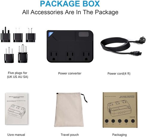 2000W International Travel Voltage Converter 220V to 110V with 2 USB+2-CSB Ports for Hair Straighteners in Saudi Arabia