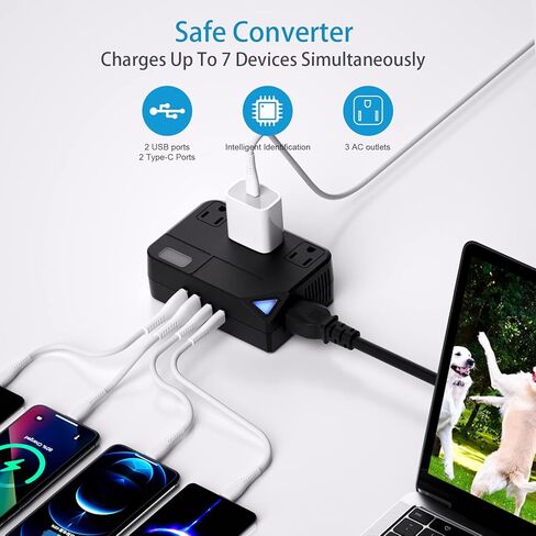 2000W International Travel Voltage Converter 220V to 110V with 2 USB+2-CSB Ports for Hair Straighteners in Saudi Arabia