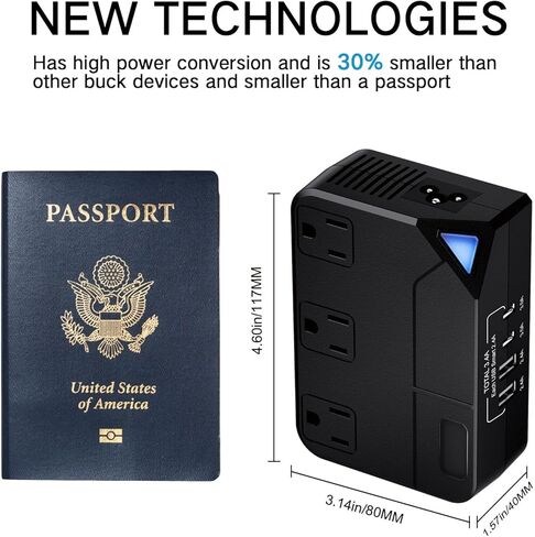 2000W International Travel Voltage Converter 220V to 110V with 2 USB+2-CSB Ports for Hair Straighteners in Saudi Arabia