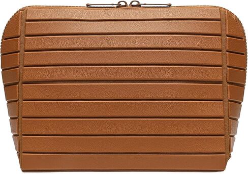Makeup Bag, Travel Makeup Organizer Bag with Fold-Down Design and Adjustable Dividers, 27 Pockets & 3 Brush Storage Holders, Large Capacity Cosmetic Bags Toiletry Case (Brown) in Kuwait