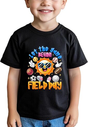Boys Field Day for Girls Kids Colorful Field Day Prints T-Shirts Toddler Tops Tee Short Sleeve 3-7T in Saudi Arabia