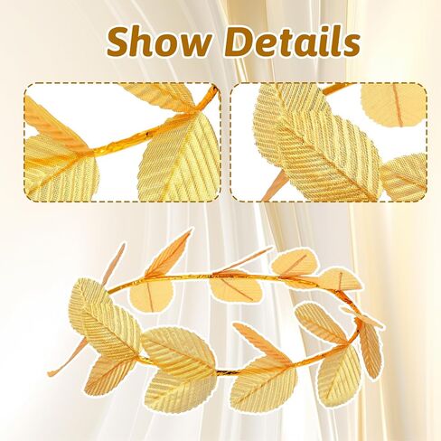 Bremorou 3 Pieces Laurel Crown, Gold Leaf Headband, Greek Roman Headpiece for Women Men Toga Costume Wedding Halloween Cosplay (Gold) in Kuwait