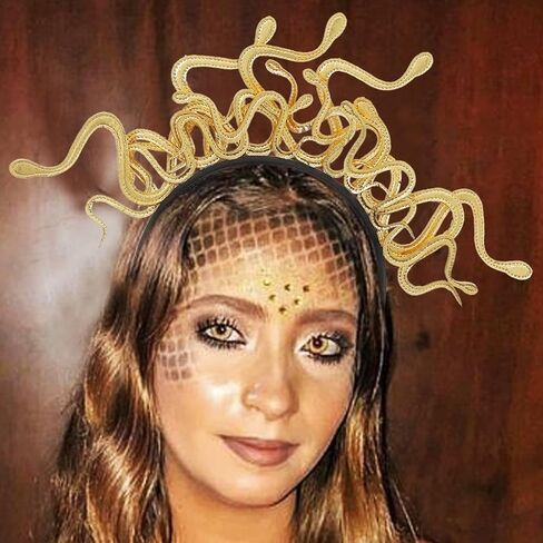 CAKURE ميدوسا عقال الذهب الأفعى خوذة الهالوين ميدوسا إكسسوارات الشعر للنساء والفتيات in Kuwait