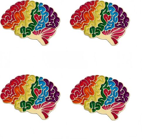 4 Pcs Anatomical Structure of Brain Enamel Lapel Pin-Medical Student Gift-Neurology Lapel Pin for Nurses & Neuroscience Fans-Mental Health Pins in Saudi Arabia