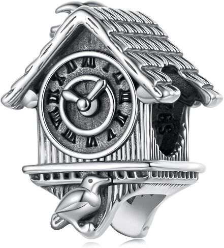 Cuckoo Clock Charm, 925 Sterling Silver Charm Bracelet Accessory, Compatible with 3mm-4.5mm Bracelet in Kuwait
