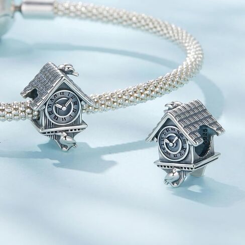 Cuckoo Clock Charm, 925 Sterling Silver Charm Bracelet Accessory, Compatible with 3mm-4.5mm Bracelet in Kuwait