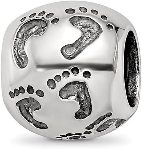 The Black Bow Family Footprints Bead Charm in Antiqued Sterling Silver in Saudi Arabia