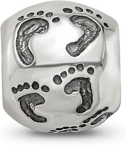 The Black Bow Family Footprints Bead Charm in Antiqued Sterling Silver in Saudi Arabia