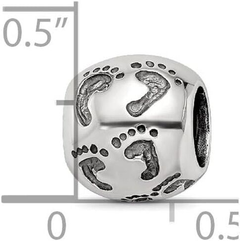 The Black Bow Family Footprints Bead Charm in Antiqued Sterling Silver in Saudi Arabia