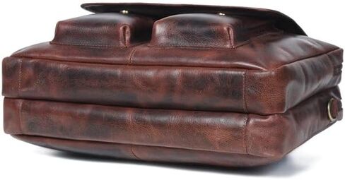 MaheTri Buffalo Leather Pilot Bag | Premium Leather Laptop Briefcase for Work & Travel | Trolley Strap, Padded Laptop Compartment, Front Pockets & Top Handle | Office & Cabin Carry-On Bag in Saudi Arabia