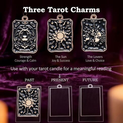 3 Tarot Card Candles with Healing Stones - Scented Meditation Candles for Stress Relief, Spiritual Decor, Yoga & Cleansing, Fortune Teller in Saudi Arabia
