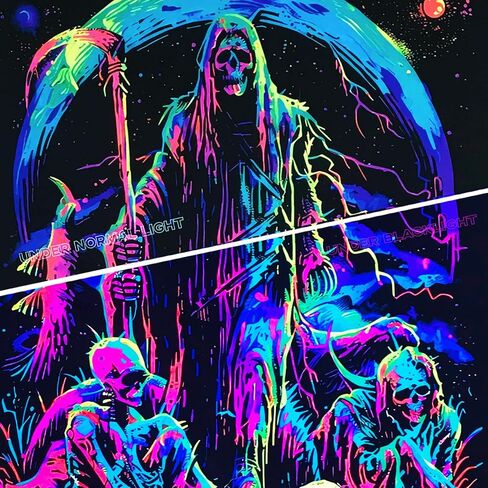 TUGCAY Blacklight Skull Tapestry, UV Reactive Gothic Sun Moon Tapestry Starry Night Tapestries Wall Hanging for Bedroom Dorm Decor(51.2 x 59.1 inches) in Saudi Arabia