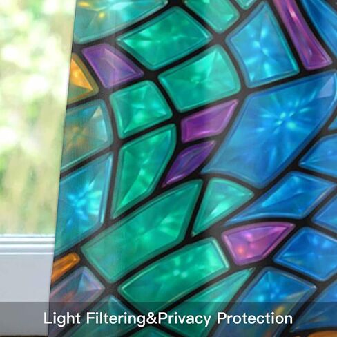 Stained Glass Valance for Windows 60"x18",Abstract Colorful Cracked Modern Art Rod Pocket Kitchen Curtains Panels Bedroom Living Room Bathroom Cafe Short Curtain Drape Decortive Window Treatment in Saudi Arabia