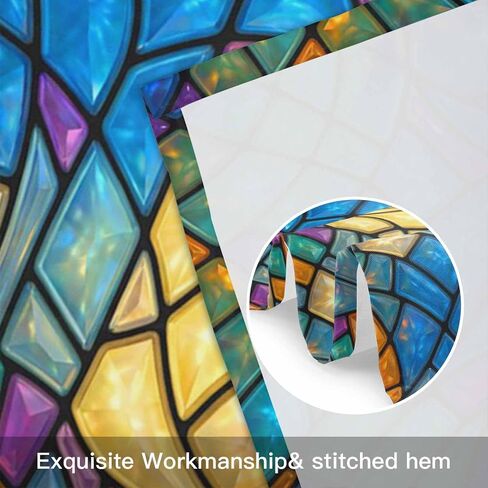 Stained Glass Valance for Windows 60"x18",Abstract Colorful Cracked Modern Art Rod Pocket Kitchen Curtains Panels Bedroom Living Room Bathroom Cafe Short Curtain Drape Decortive Window Treatment in Saudi Arabia