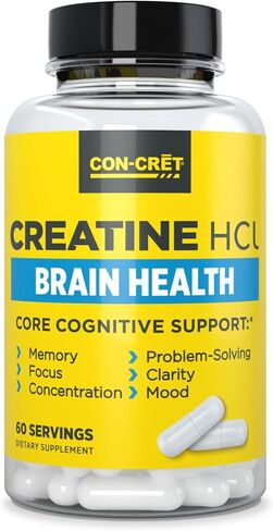 CON-CRET Creatine HCl for Brain Health Capsules – Clinically Tested Support for Memory, Focus, Concentration, Problem-Solving, Clarity, and Mood.* | Made in USA (60 Day Supply) in Saudi Arabia