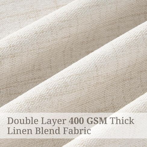 Pinch Pleated Linen Curtains Blackout 96 Inches Long 2 Panels Set for Living/Bedroom Darkening Viral Thermal Memory Trained Wide Curtain with Rings&Hooks 8FT Farmhouse Heavy Drapes 50"W x 96"L, Birch in Saudi Arabia