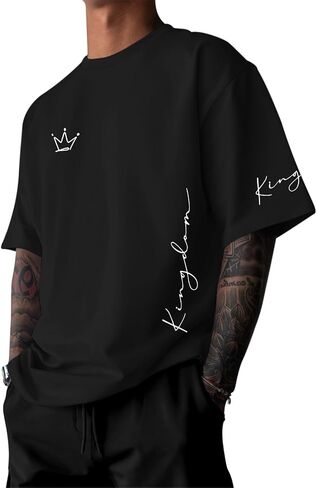 Men's King Shirt Graphic Tees Designer Printed T Shirts Urban Letter Oversized T-Shirt Streetwear Casual Loose Tops in Saudi Arabia