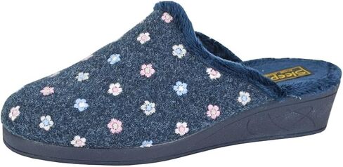 Sleepers LS183 JOSEPHINE Ladies Comfort Floral Embroidered Wedge Slip-on Mule Slippers in Saudi Arabia