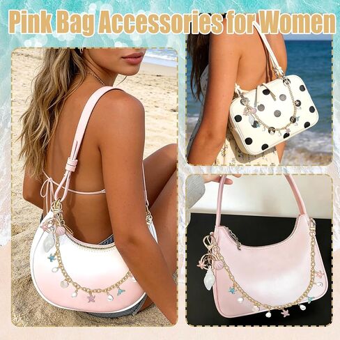 BELICEY Beachy Purse Charms Chain Starfish Seashell Alloy Bag Chains with Conch Keychain Elegant Pink Blue Handbag Decoration Chain Accessories for Shoulder Crossboby Women in Saudi Arabia