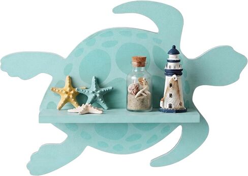 Novabright Sea Turtle Wall Shelf Wooden Cute Sea Turtle Wall Decor Display Shelf with Mounting Screws for Bedroom Boys Room Nursery Decor in Kuwait