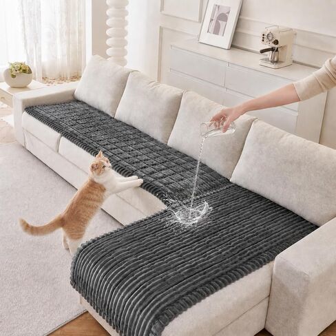 Deep Dream 100% Waterproof Sectional Couch Covers, 2 Pieces Non Slip Couch Covers for Dogs, L Shaped Sofa Slipcovers Furniture Covers, Dark Grey, XXX-Large, 35.4"x70.9" + 35.4"x82.7" in Saudi Arabia